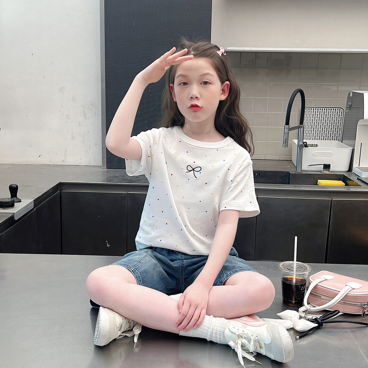 女童洋气短袖t恤儿童修身休闲上衣大童韩版短装女孩2026夏装新款