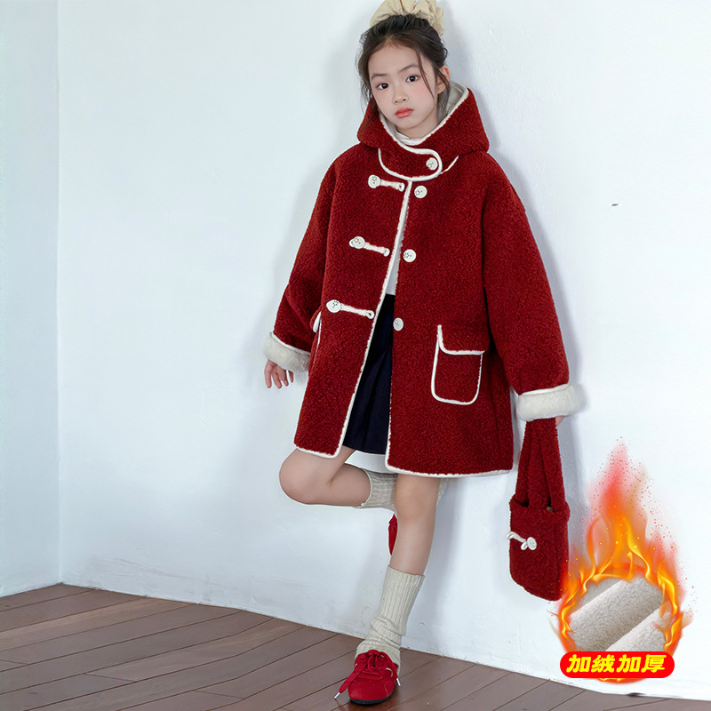 女童秋冬加厚保暖洋气毛衣外套