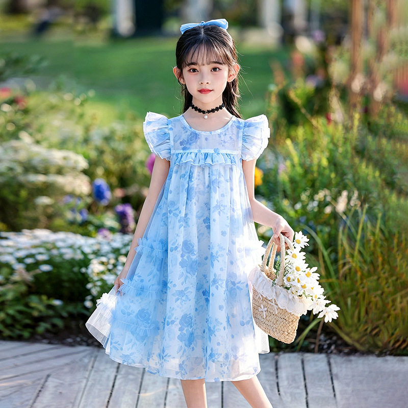 儿童夏季碎花公主裙雪纺长裙女2026新款洋气女孩裙子童连衣裙夏装