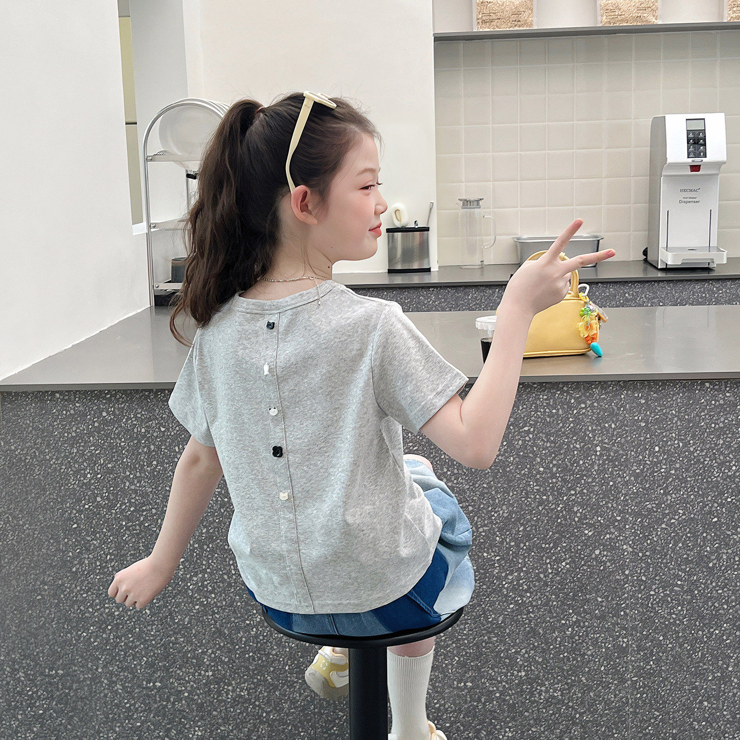 大童短款修身t恤女童洋气网红短袖大童韩版上衣女孩2026夏装新款