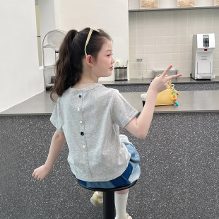 大童短款修身t恤女童洋气网红短袖大童韩版上衣女孩2026夏装新款