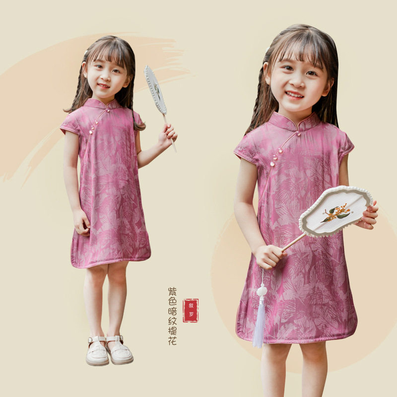 儿童旗袍宝宝夏季薄款女孩中国风连衣裙中小童汉服唐装女童小旗袍