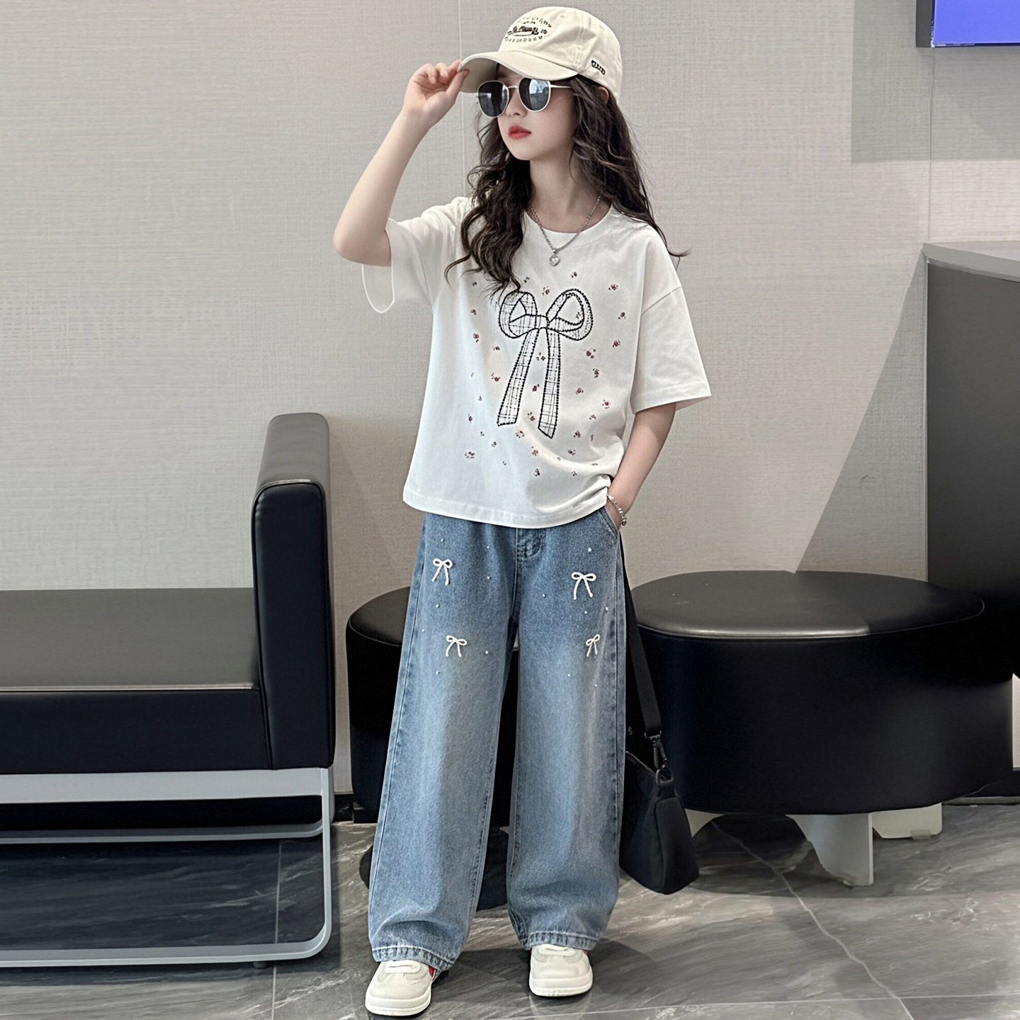 女童短袖t恤2026夏季女中大童装儿童短袖上衣韩版洋气亲子装母女