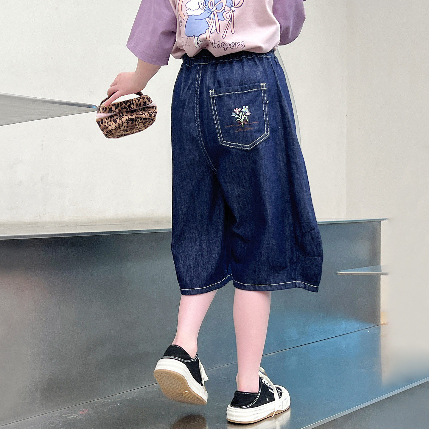 女童牛仔中裤儿童短裤子大童洋气热裤女孩休闲五分裤2026夏装新款