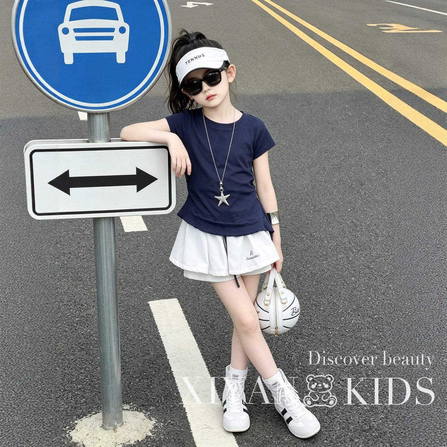 女童2026新款夏套装超火童装大童女装独特绝美短袖短裤两件套夏季