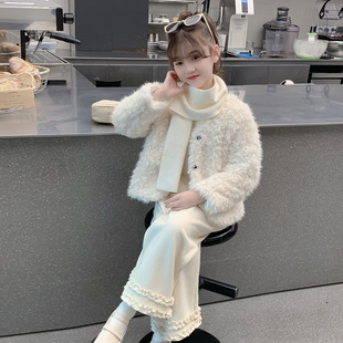 女童冬装套装2025新款儿童网红洋气小香风加厚女孩冬装时髦两件套