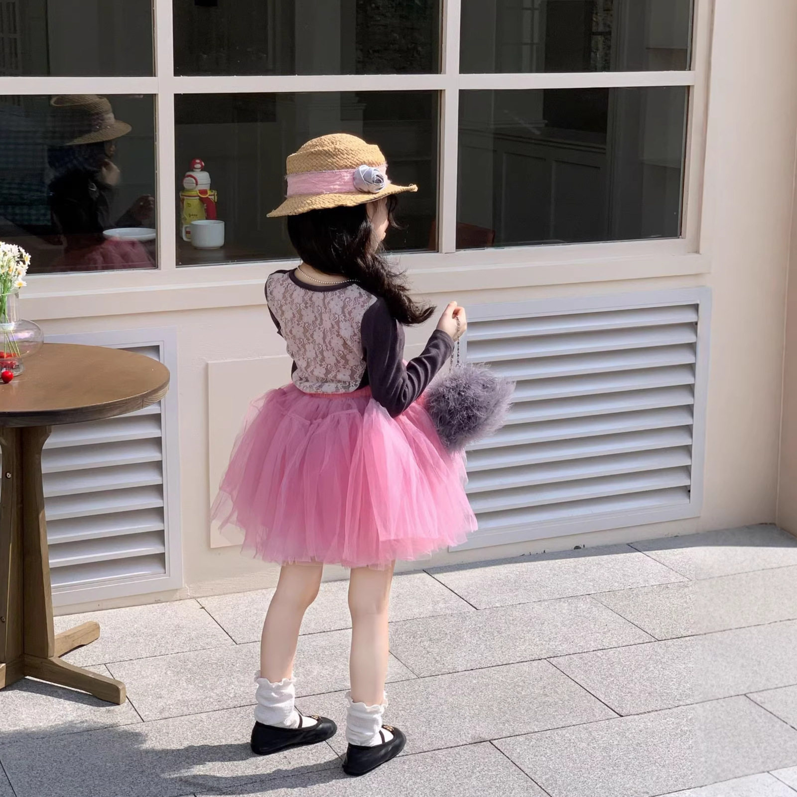 2026春季新款女童粉色网纱蓬蓬半身裙公主裙女孩百搭表演纱裙洋气