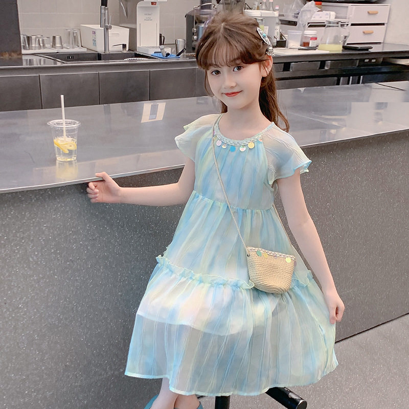 女童连衣裙2026新款夏装儿童网红洋气好看雪纺公主裙女孩薄款裙子