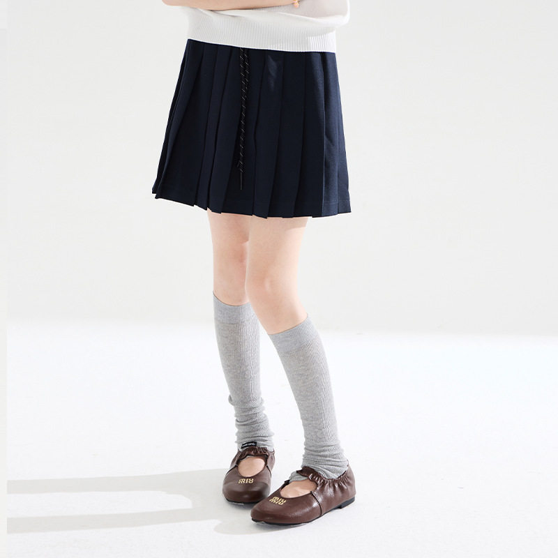 周大雨女童学院风基础百褶裙2026夏装新款儿童洋气百搭短款半身裙