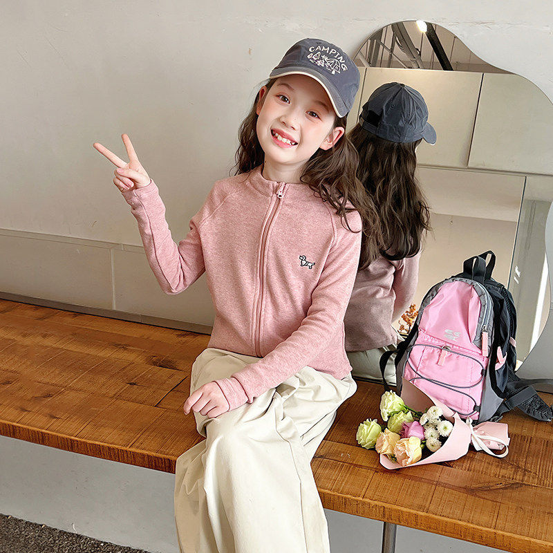 女童修身外套儿童洋气开衫大童运动上衣女孩潮搭2026春秋装新款