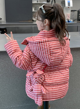 女童羽绒服冬装2025新款儿童网红洋气90白鸭绒小红色外套女孩冬装