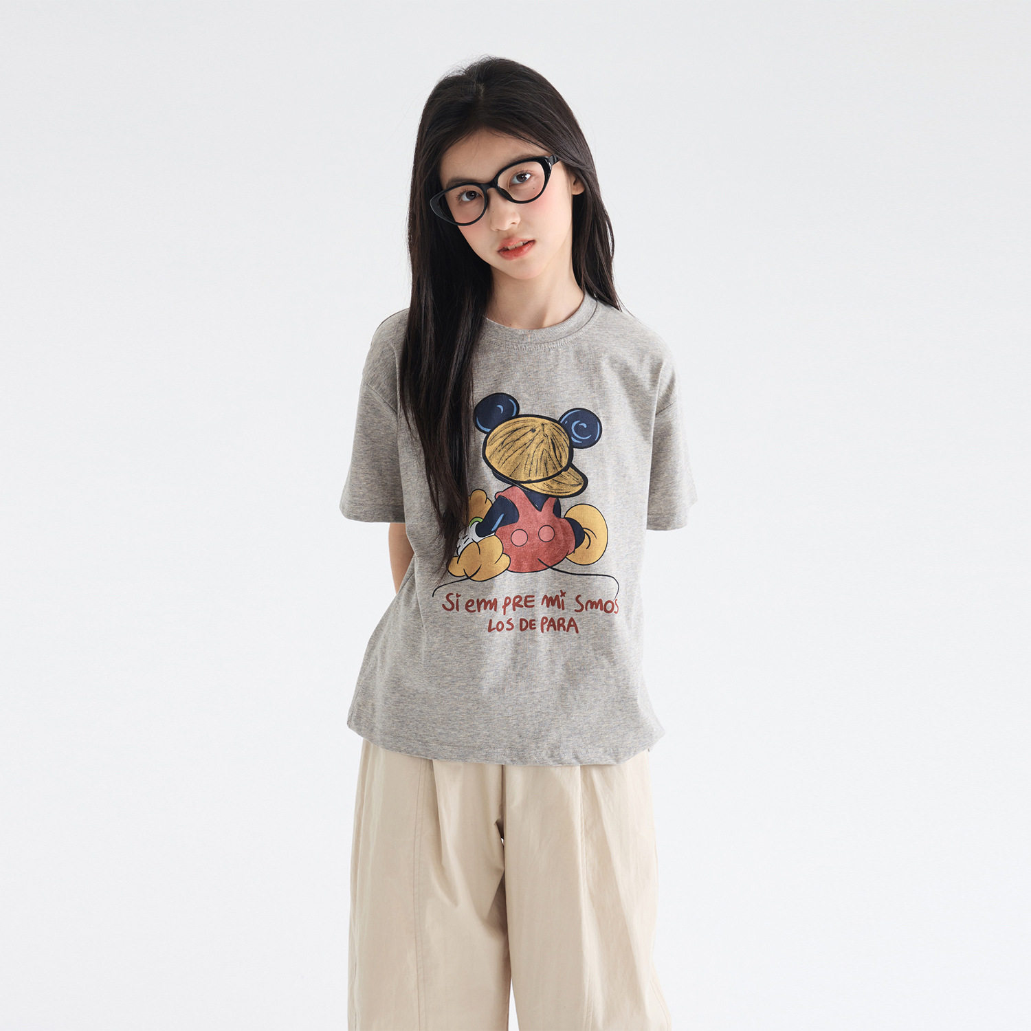 女童卡通印花t恤2026夏装新款儿童韩版圆领短袖洋气百搭宽松上衣