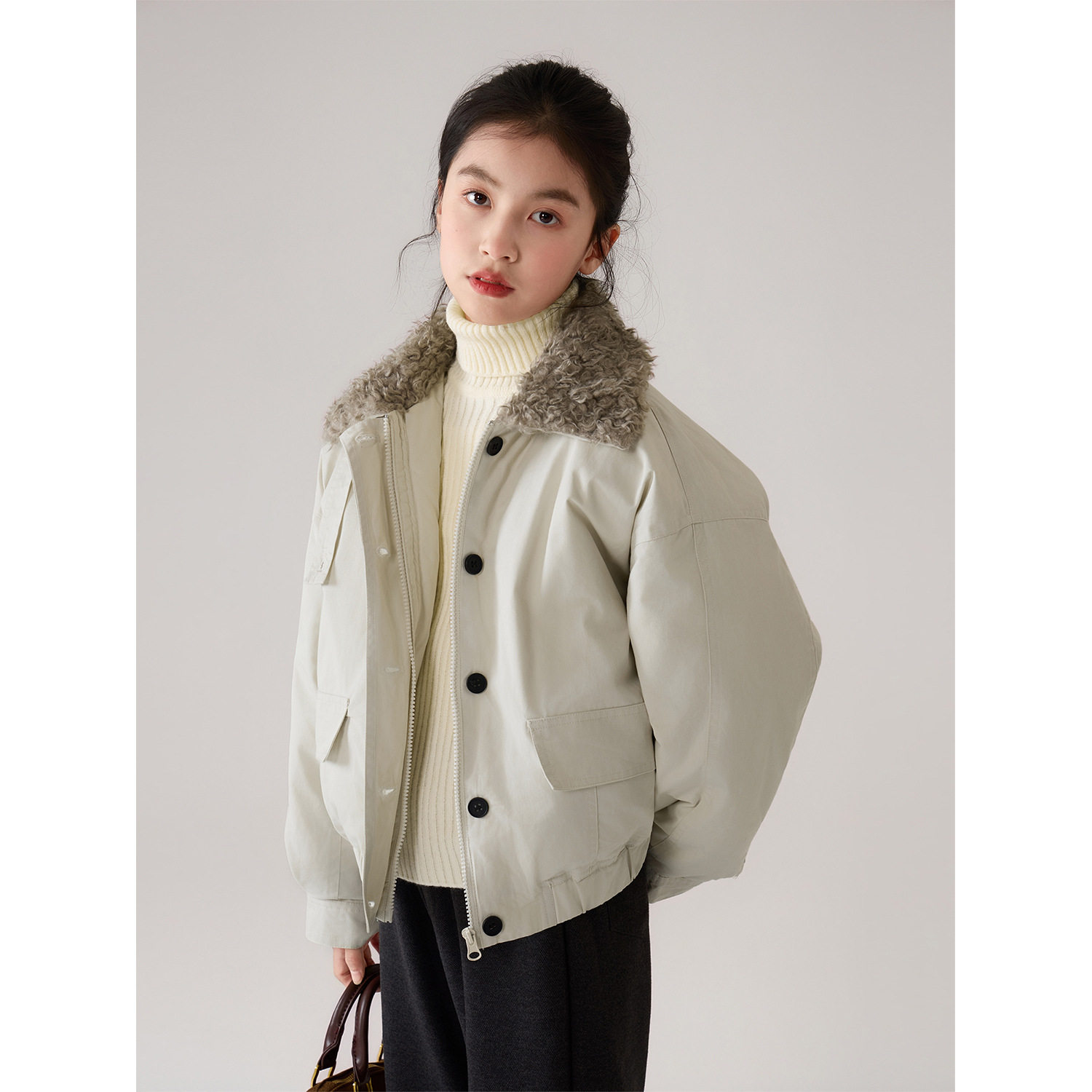 女童羊羔毛翻领派克服2025冬装新款儿童短款洋气保暖棉服工装外套,童装/婴儿装/亲子装,普通外套,淘宝优惠券,粉丝福利购,淘宝优惠卷