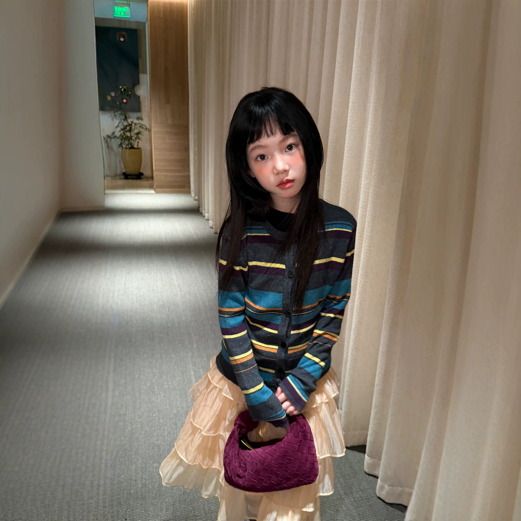 女童2026秋款条纹开衫毛衣