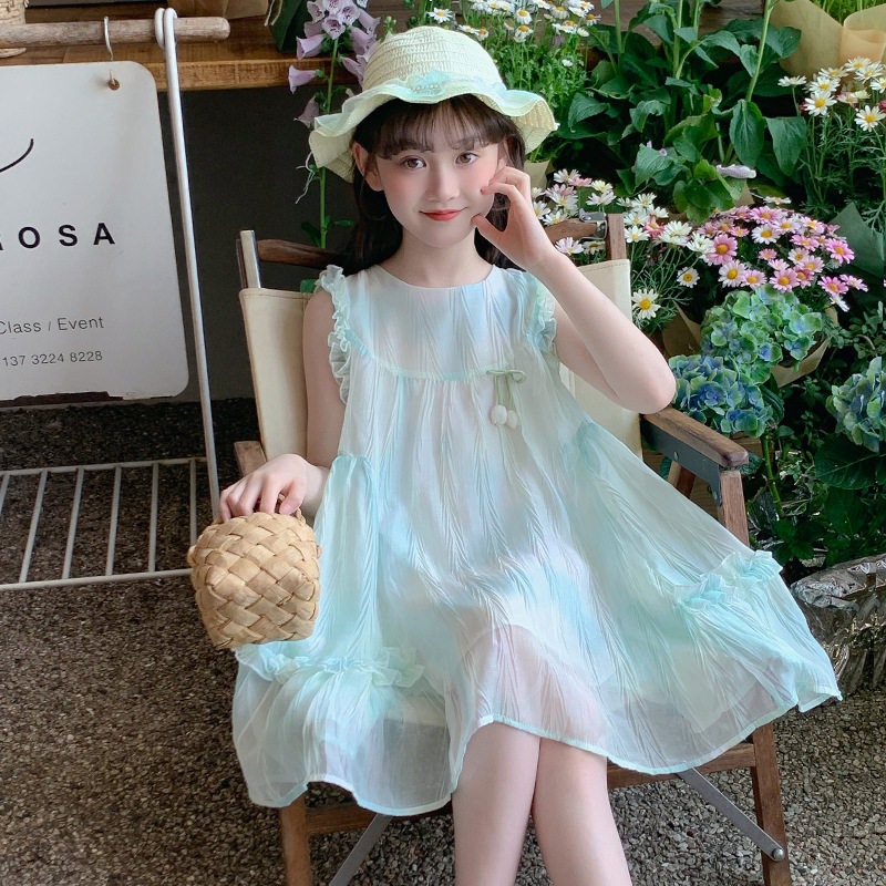女童连衣裙2026新款夏装儿童洋气时髦好看薄款雪纺公主裙女孩裙子