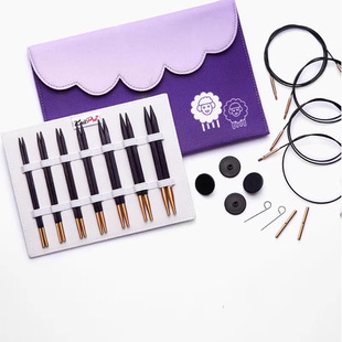 进口编织工具knitpro紫色方针套装可拆卸旋转环形针套装织毛衣