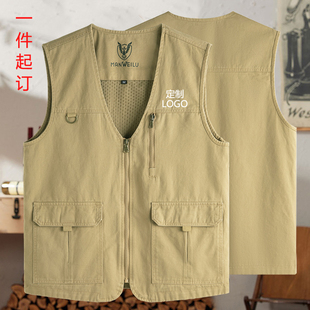 潮牌马甲日系背心外套男无袖 背心 坎肩多口袋纯棉马甲定制团队工装