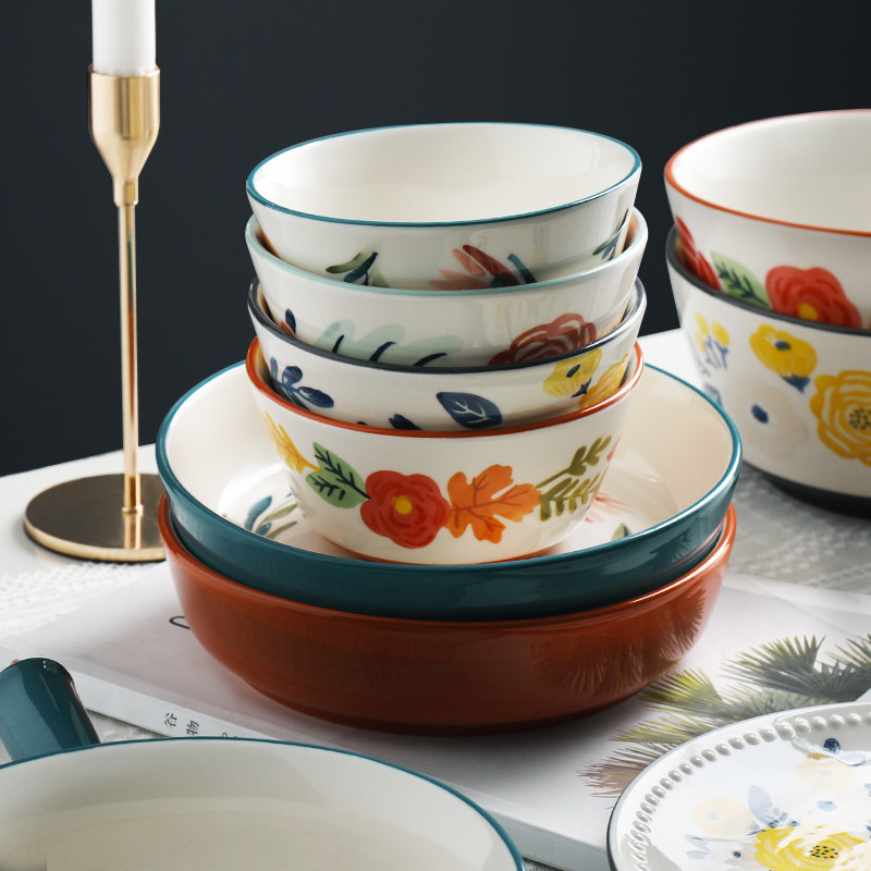 Half room four seasons hand painted ceramic tableware set western dishes