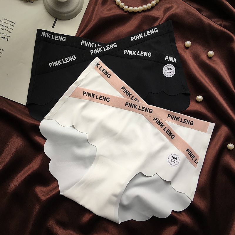 性感字母运动内裤女士丝滑冰丝无痕夏季薄款中腰三角内裤女抗菌