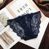 速干锦纶 透明网纱三角裤 清仓价性感低腰内裤 女睫毛蕾丝短裤