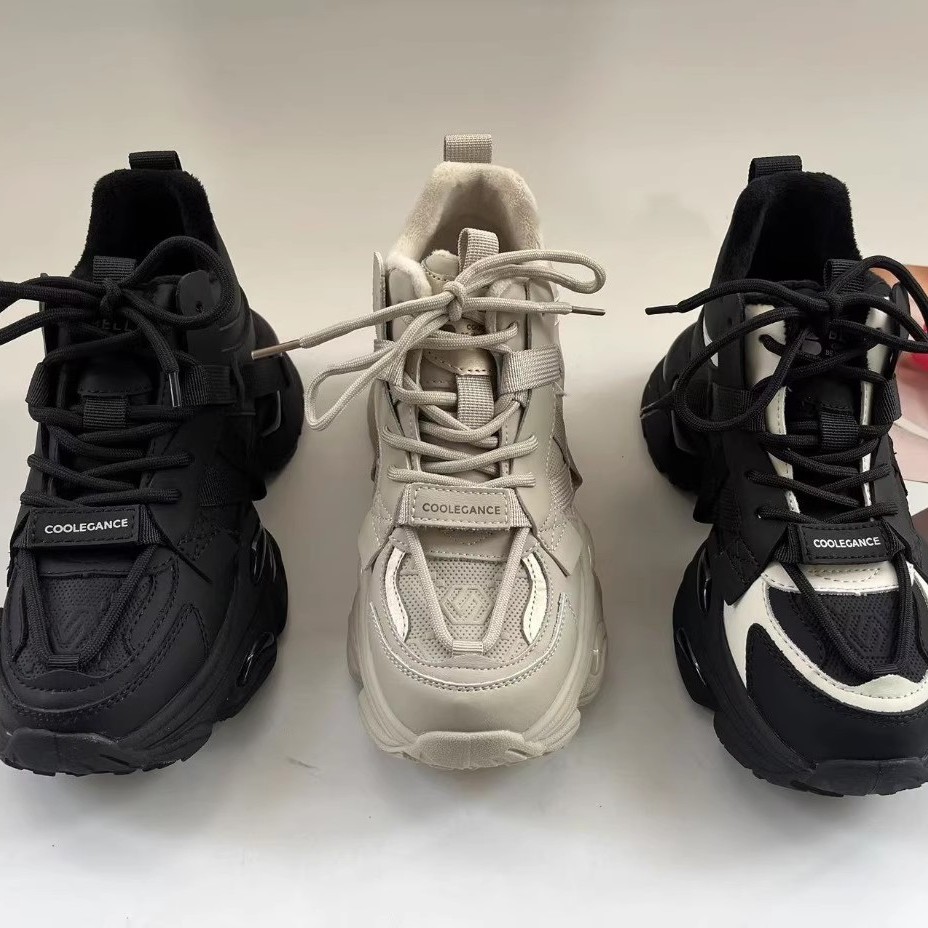 百~高帮加绒机能风潮酷老爹鞋女鞋新款厚底鞋子小飞象运动休闲鞋