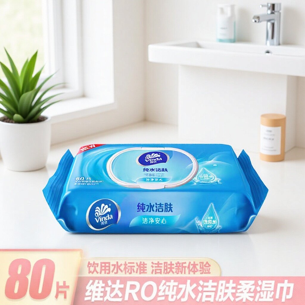 维达湿巾独立装纯水婴儿湿纸巾单片装湿厕纸80片湿巾清洁湿巾