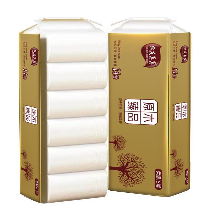 1提14卷原木卫生纸纸巾家用实惠装无香卷纸厕纸卷筒纸手纸