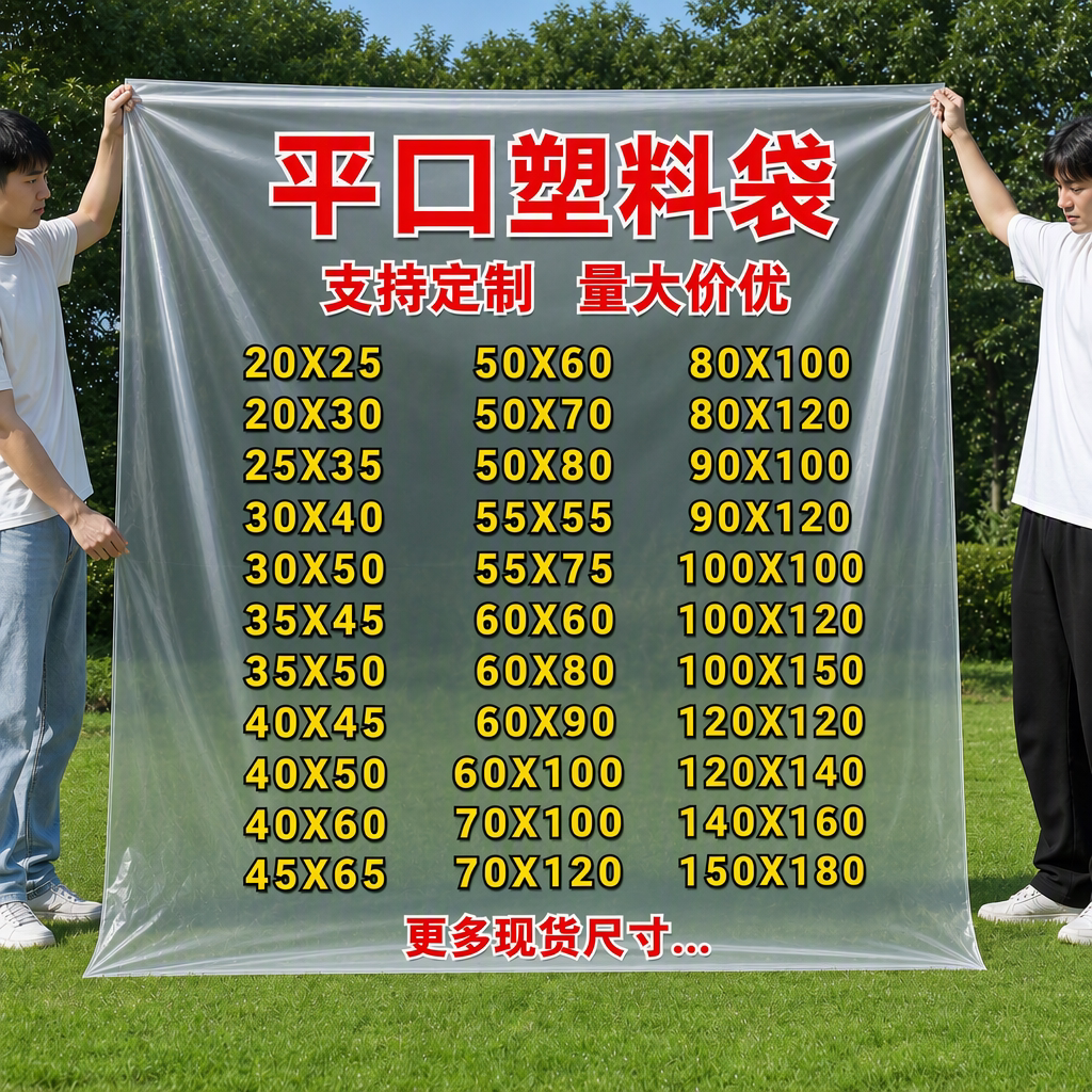 平口塑料袋加大号pe高压内薄膜防潮防尘批发收纳袋透明中号小号