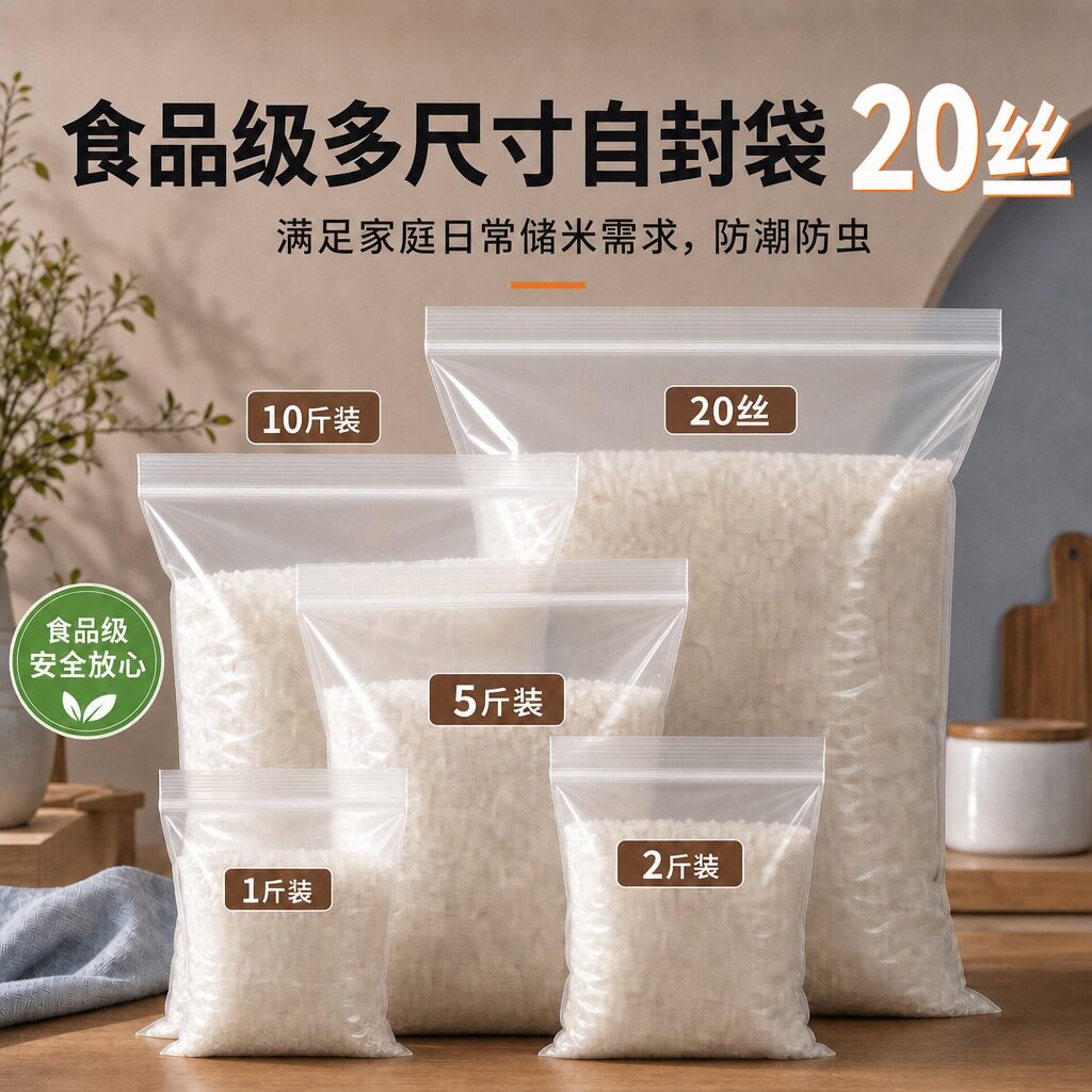 食品级加厚透明大米密封袋图片