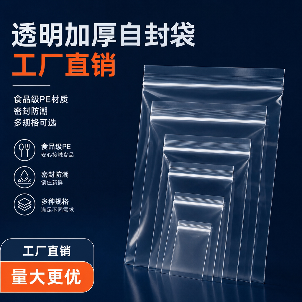 透明自封袋塑料密封口包装分装食品旅行家用饰品一次性批发保护