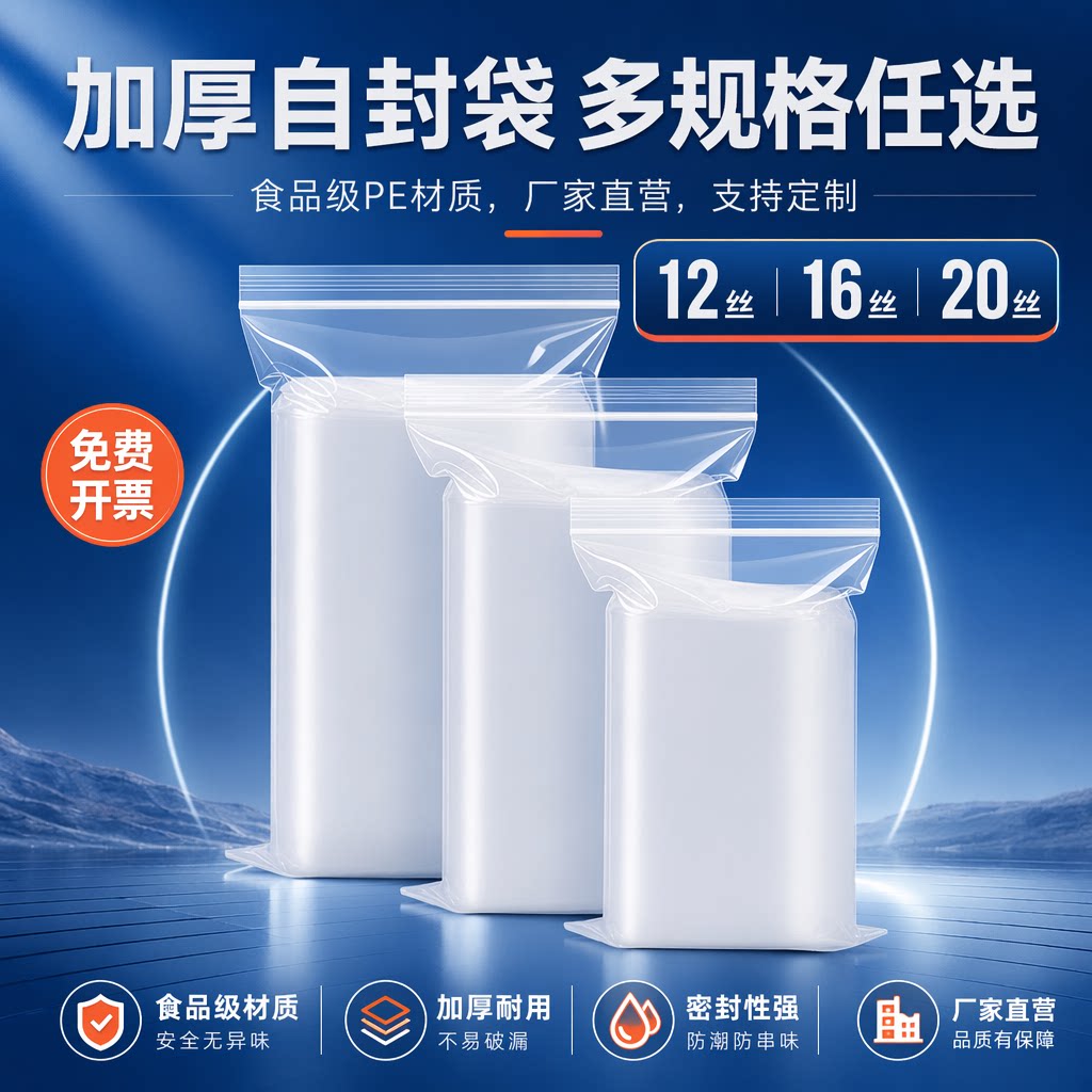 食品级透明PE自封分装收纳袋