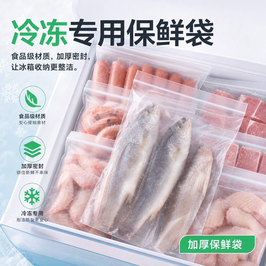 生鲜冷冻一次性透明密封保鲜袋图片