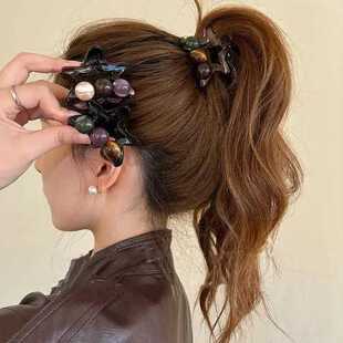 五角星抓夹气质亚克力中号发抓半扎高马尾发夹后脑勺盘发鲨鱼夹子