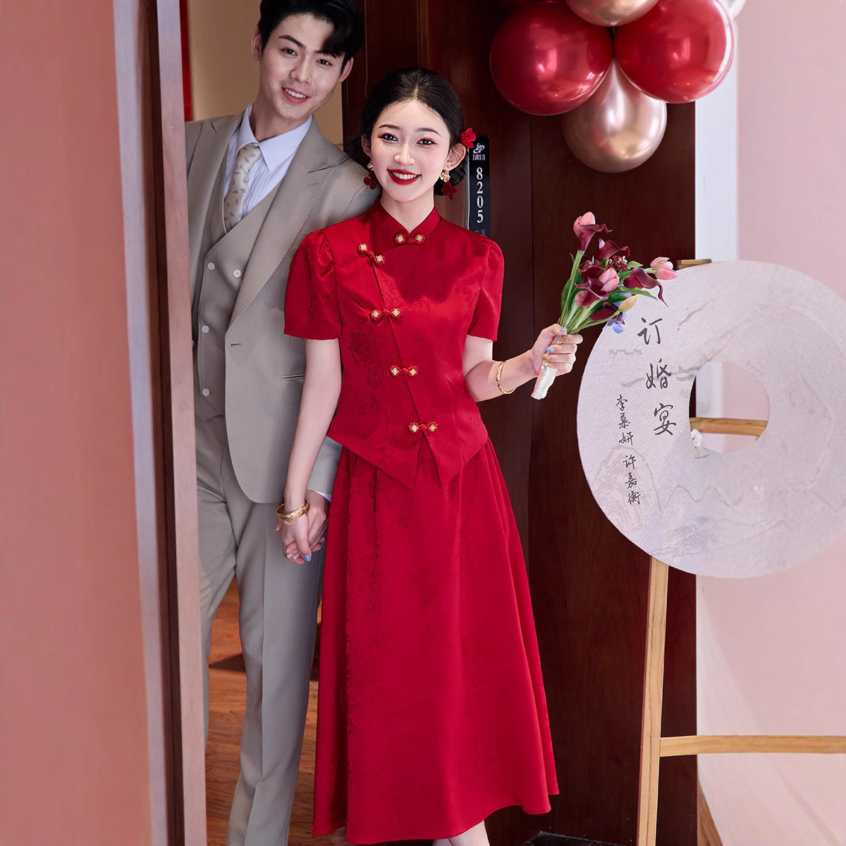 迪菲丽格女装固执官方旗舰店专柜同款逸红颜画报夫人限时赏味旗袍图片