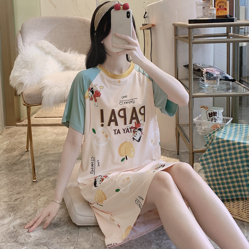 哺乳睡裙夏季薄款莫代尔孕妇可喂奶连衣裙子怀孕期宽松月子服睡衣