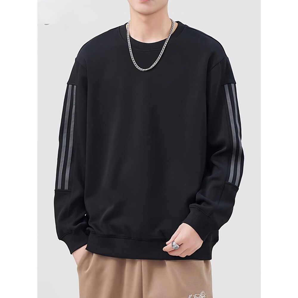 山东即墨条纹拼接卫衣男春秋款衣服男士长袖潮牌秋季2026新款胖子