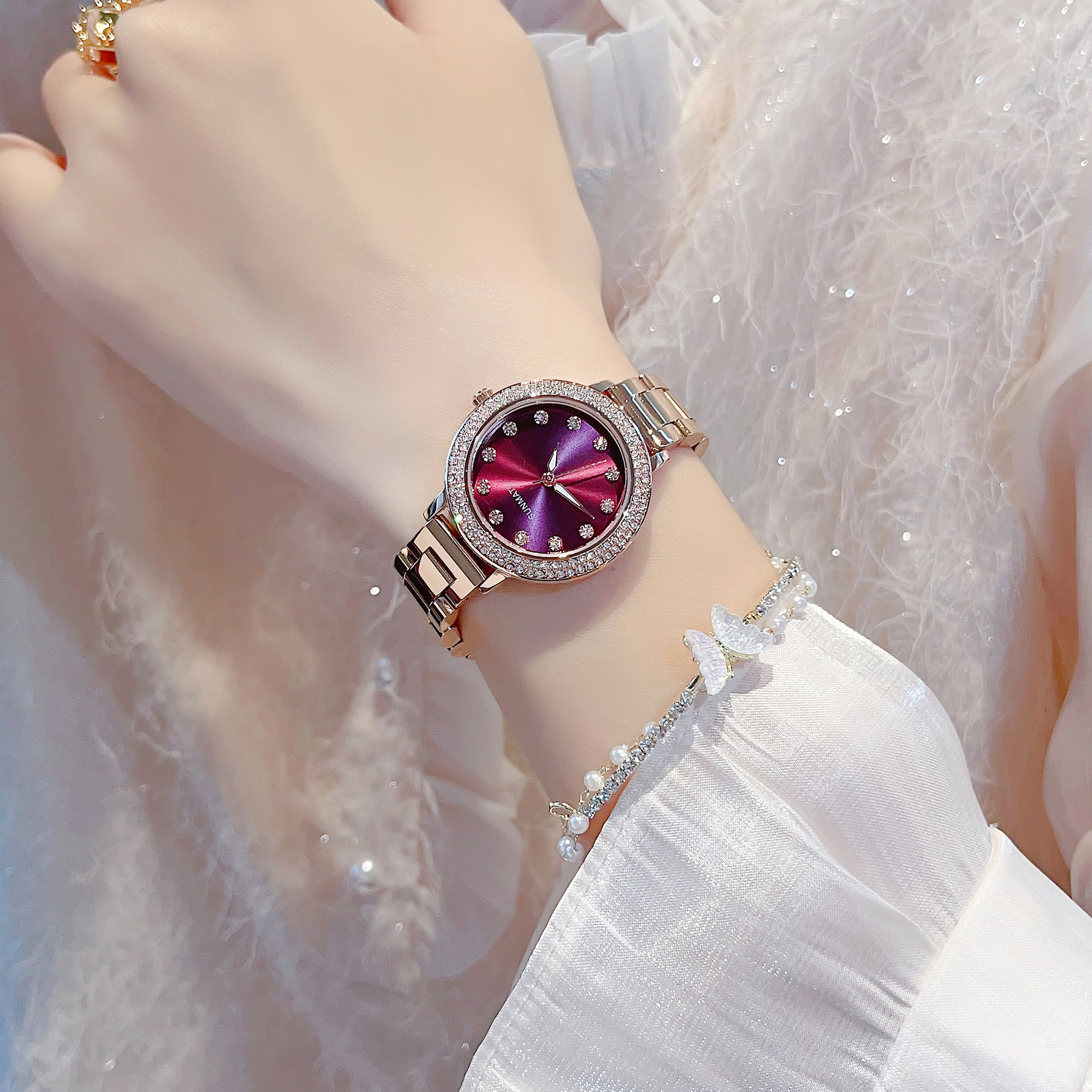 森密时尚轻奢满天星镶钻女表