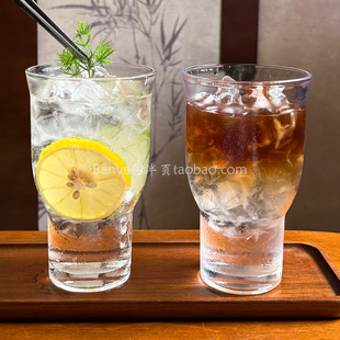 ins风网红宽口玻璃杯果汁杯冰美式咖啡杯酒杯啤酒杯饮品饮料杯子