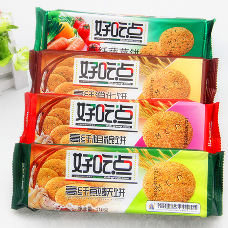?#36152;?#28857;高纤粗粮/蔬菜/消化/煎麸饼110g?#20013;?#39292;干早餐食品休闲零食