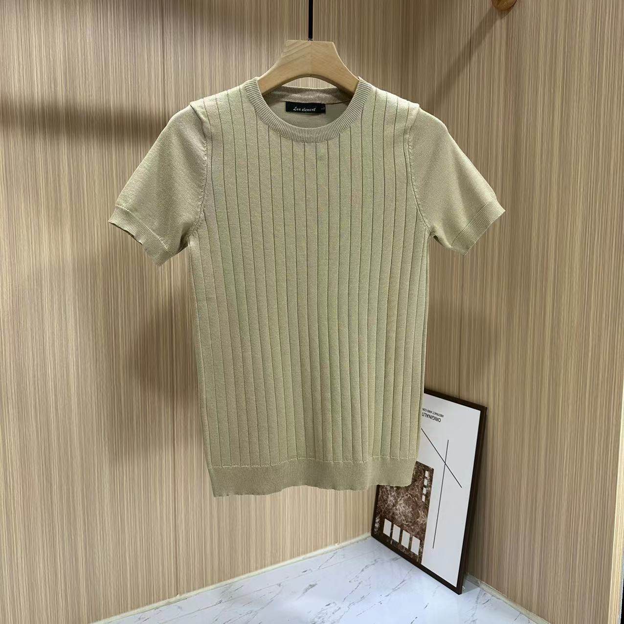 潮冰丝短袖T恤男士青年圆领纯色品质男装休闲上衣高端欧货修身韩