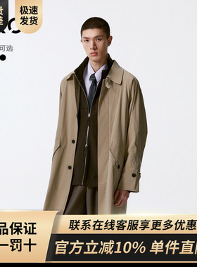 GXG男装 多色简约时尚翻领长款风衣外套24年秋季新品G24X083003