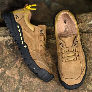 德国骆驼动感春季头层牛皮户外休闲皮鞋男真皮软底软面皮青年男鞋