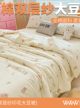 全棉双层纱软糯机洗夏被纯棉被空调被柔软透气吸湿春秋被B0010