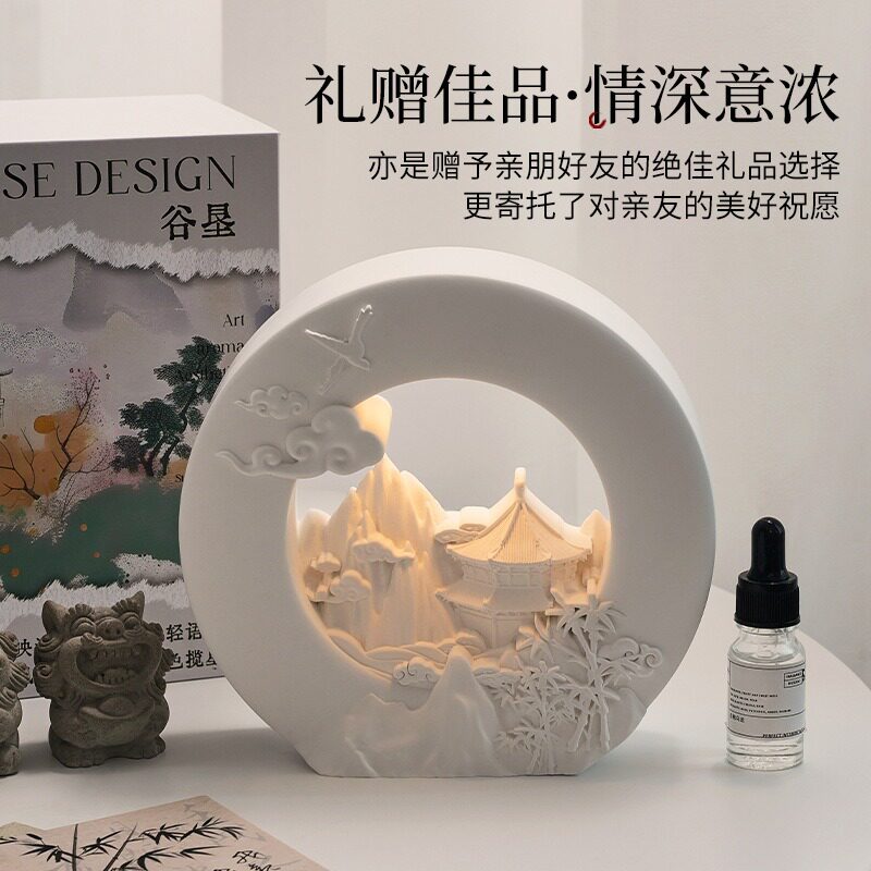 严选水榭楼台石狮无火香薰礼物家用高级氛围感摆件持久留香送对象