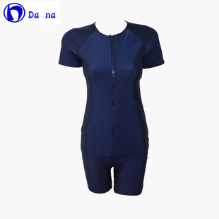 带胸垫 漂流游泳时尚 外贸保守分体泳衣遮肚女士温泉泳装 速干大码