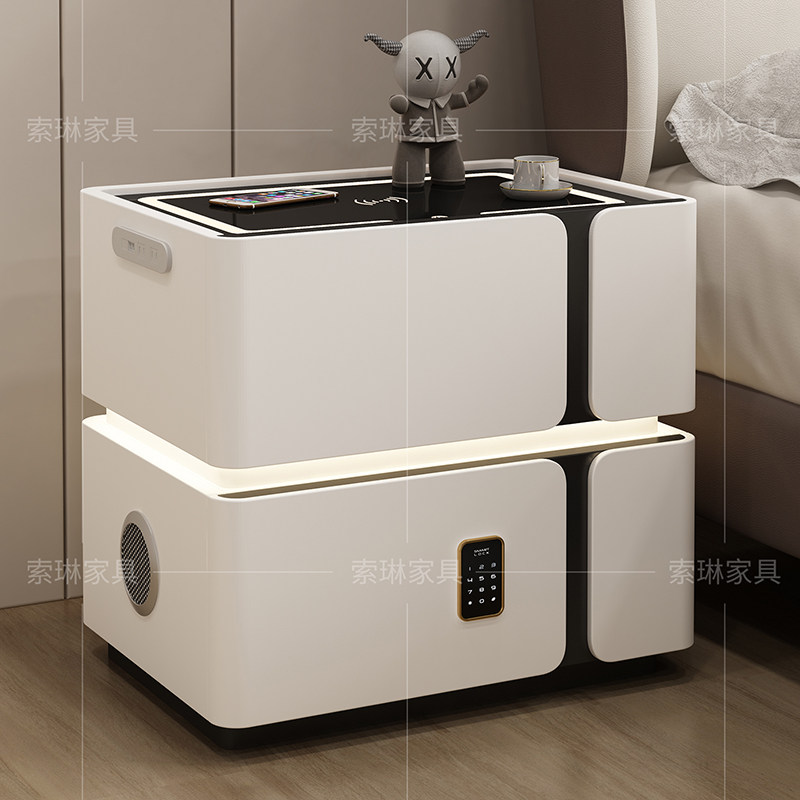 智能床头柜家用卧室2026爆款新款轻奢高级感小众多功能锁边柜实木,住宅家具,床头柜,淘宝优惠券,粉丝福利购,淘宝优惠卷