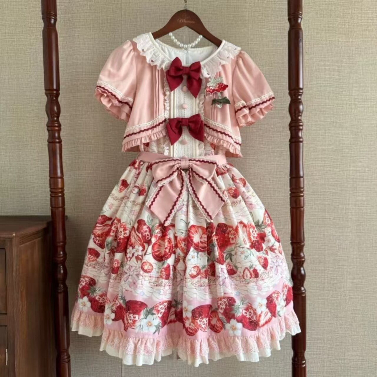 草莓空想曲草莓洛丽塔裙现货lolita裙印花可爱甜系洛丽塔连衣裙