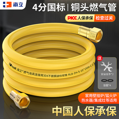 海立燃气波纹管加粗管径全铜接头