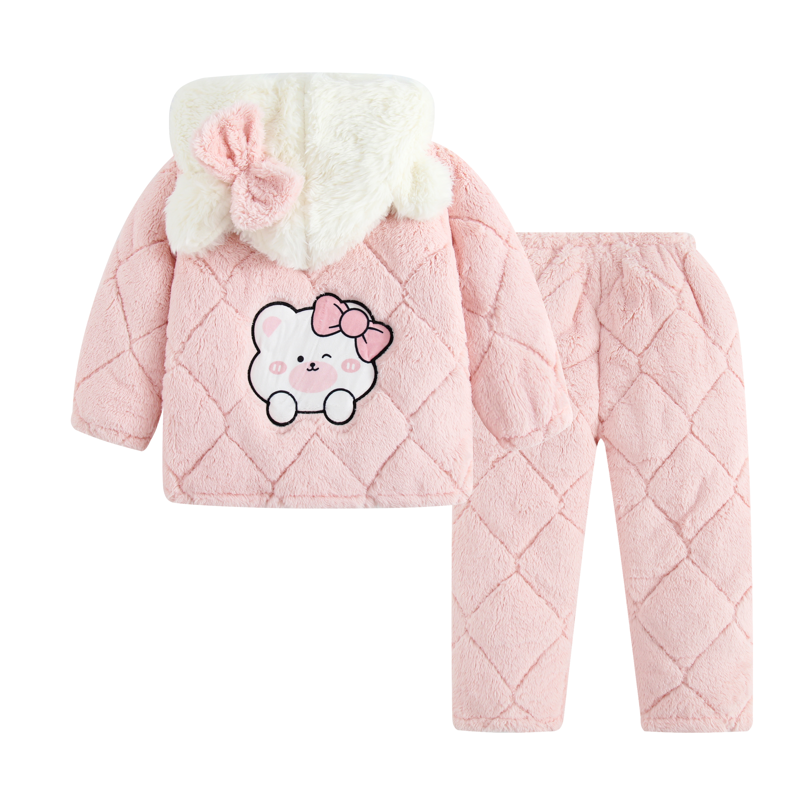 儿童秋冬季睡衣中大童女孩加厚加绒法兰绒保暖公主女童家居服棉服