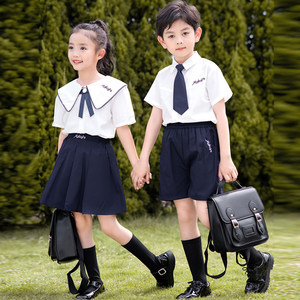 幼儿园纯棉班服园服夏装一年级儿童毕业演出英伦风小学生校服套装